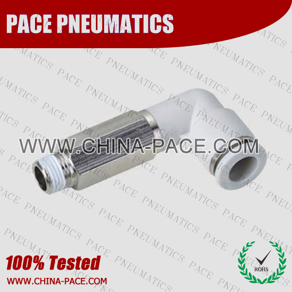 Extend Male Elbow Grey Color Pneumatic Fittings, White Push To Connect Fittings, Air Fittings, white color push in fittings, Push In Air Fittings, Composite Push In Fittings, Polymer push to connect Fittings, Air Flow Speed Control valve, Hand Valve, pneumatic component